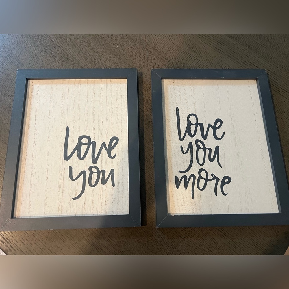 Grey Black Love You Wall Art Set